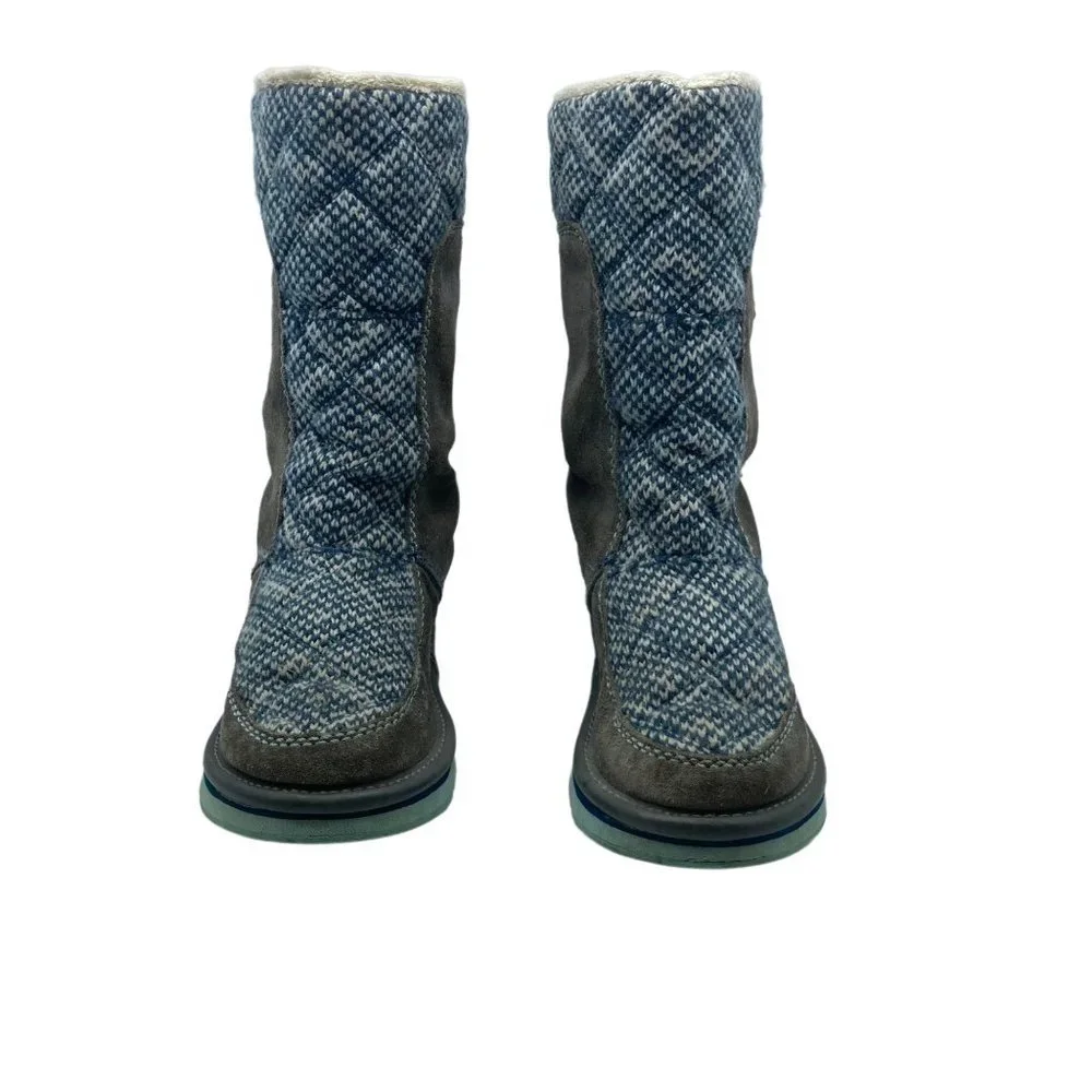 Sorel Kids Sz 3 Style 1573411051 Suede Soft Boots Gray‎ Blue